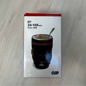 Canon Zoom Lens Cup Travel Tumbler - Black with Red Ring